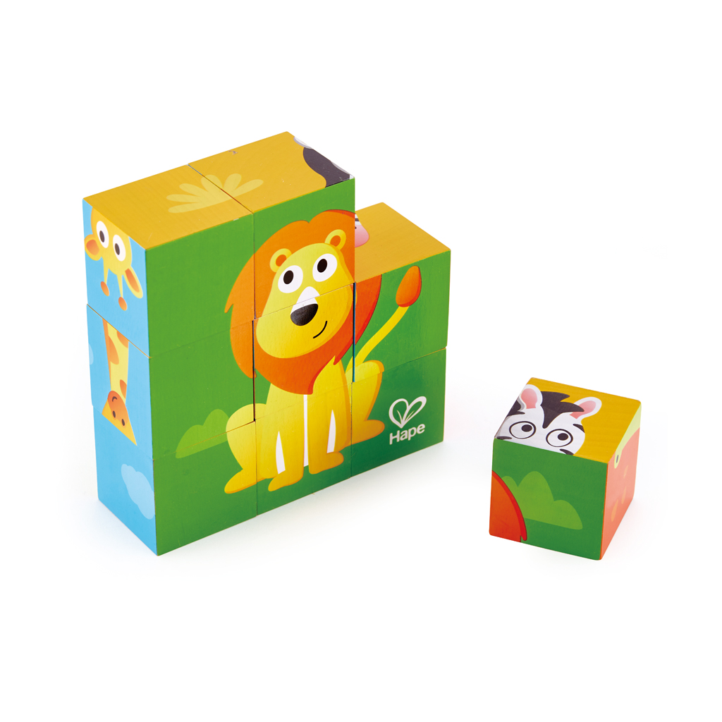 E1619 - 叢林動物方塊拼圖玩具(9件組)