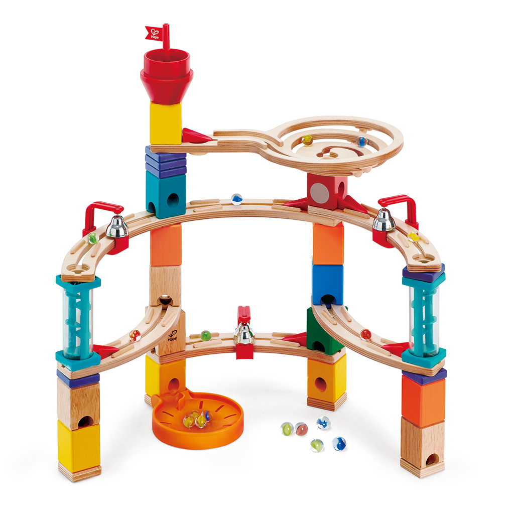 城堡躲藏軌道遊戲組_Hape Quadrilla Castle Escape Wooden Marble Run Blocks_E6019