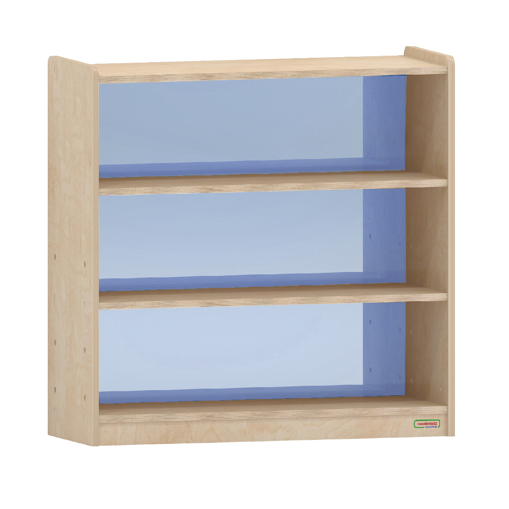 ME08367 - 800H x 800L 彩色透視耐刮背板三層櫃-藍色