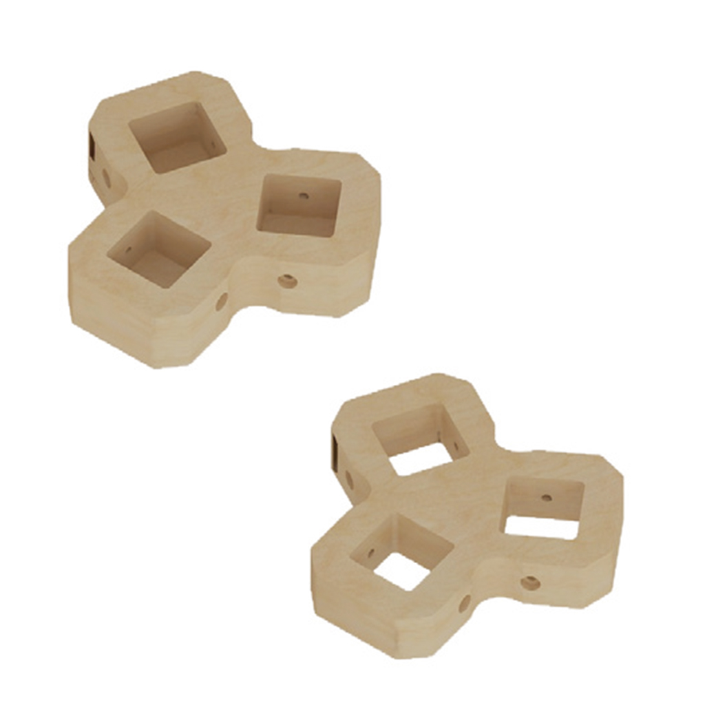 360°三孔連接器 - 等高_Type III Connector 2-Piece Set - 3 Panels of Equal Heights at 120° Inner Angles_ME08466