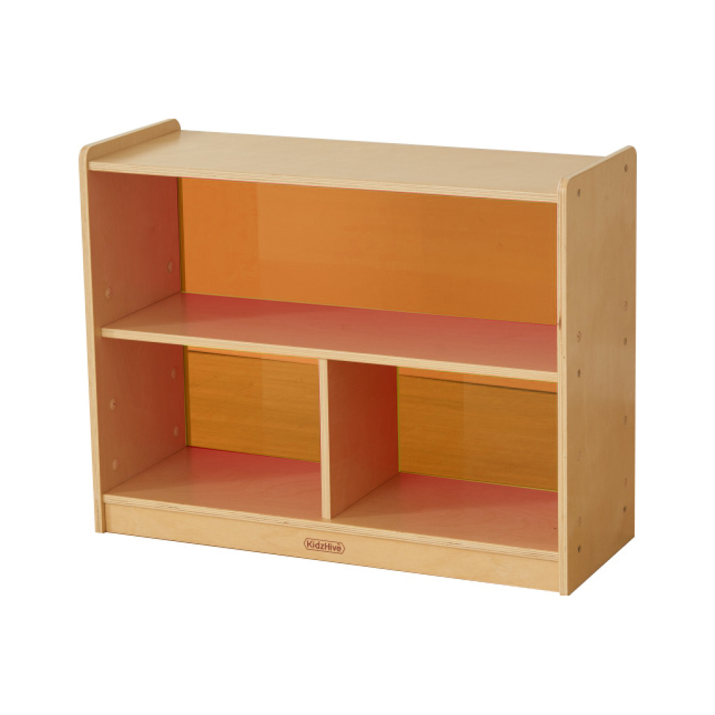 620H x 800L 彩色透視耐刮背板三格櫃-橘色_620H x 800L 3-Compartment Shelving Unit - Translucent Orange Back_ME12036