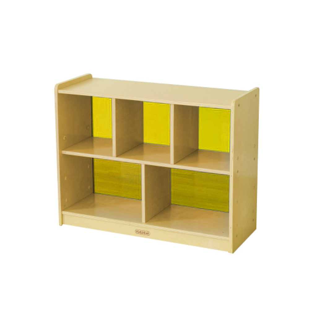 620H x 800L 彩色透視耐刮背板五格櫃-黃色_620H x 800L 5-Compartment Shelving Unit - Translucent Yellow Back_ME12104