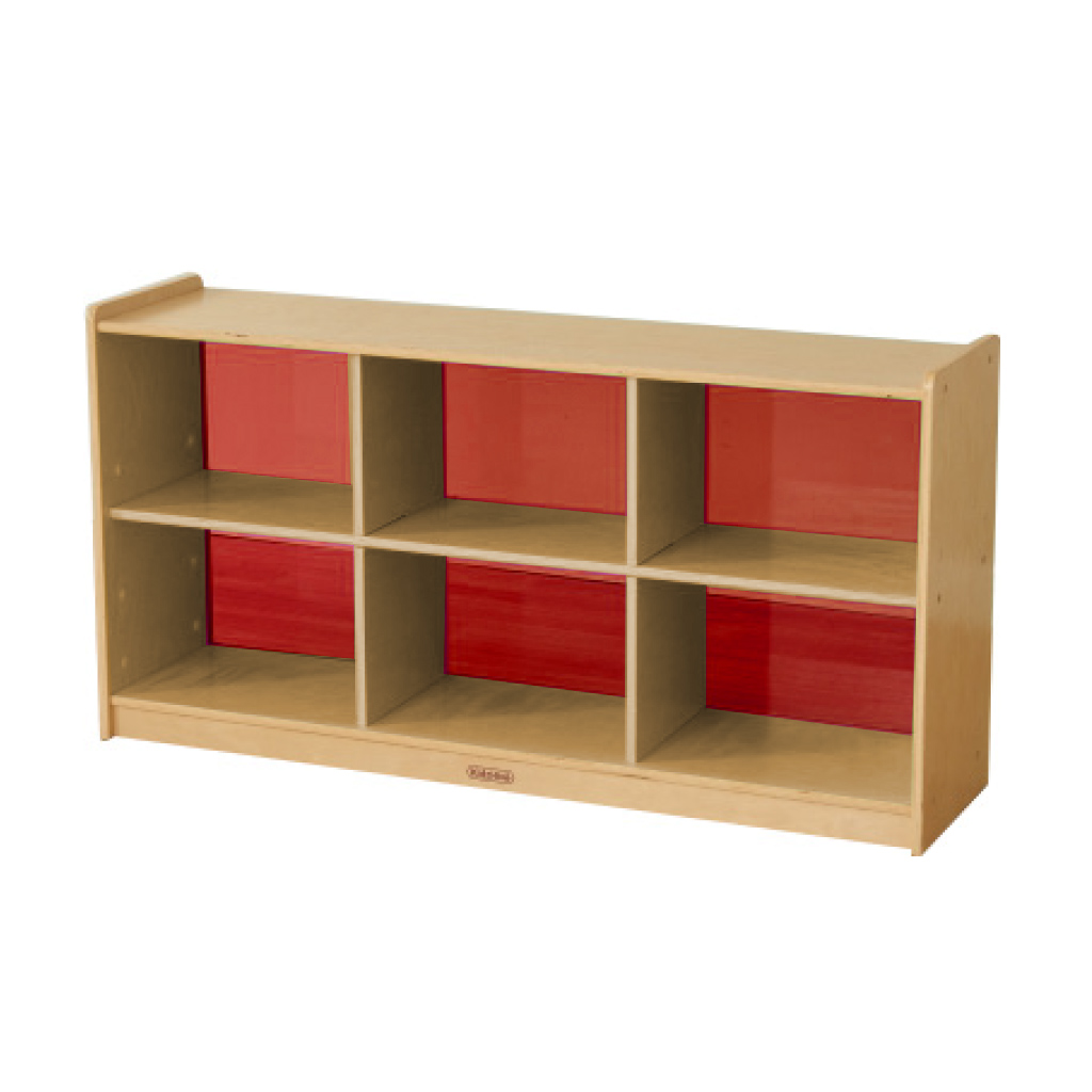 620H x 1200L 彩色透視耐刮背板六格櫃-紅色_620H x 1200L 6-Compartment Shelving Unit - Translucent Red Back_ME12203