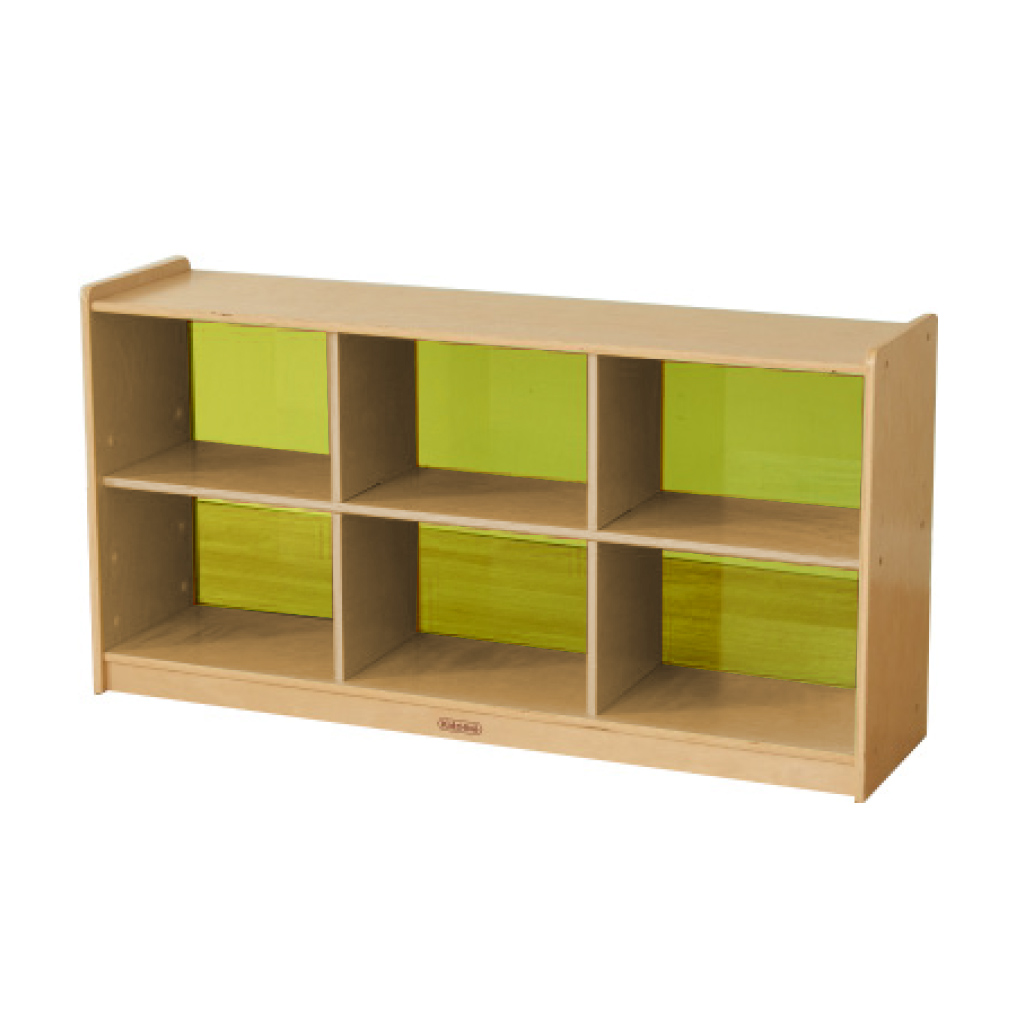 620H x 1200L 彩色透視耐刮背板六格櫃-黃色_620H x 1200L 6-Compartment Shelving Unit - Translucent Yellow Back_ME12227