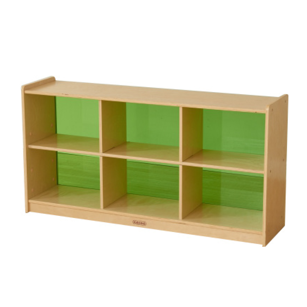 620H x 1200L 彩色透視耐刮背板六格櫃-綠色_620H x 1200L 6-Compartment Shelving Unit - Translucent Green Back_ME12234