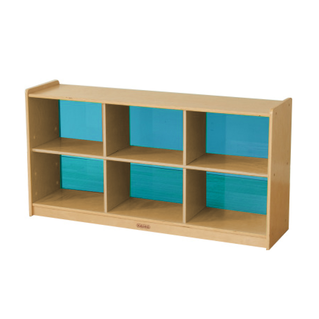 620H x 1200L 彩色透視耐刮背板六格櫃-藍色_620H x 1200L 6-Compartment Shelving Unit - Translucent Blue Back_ME12241