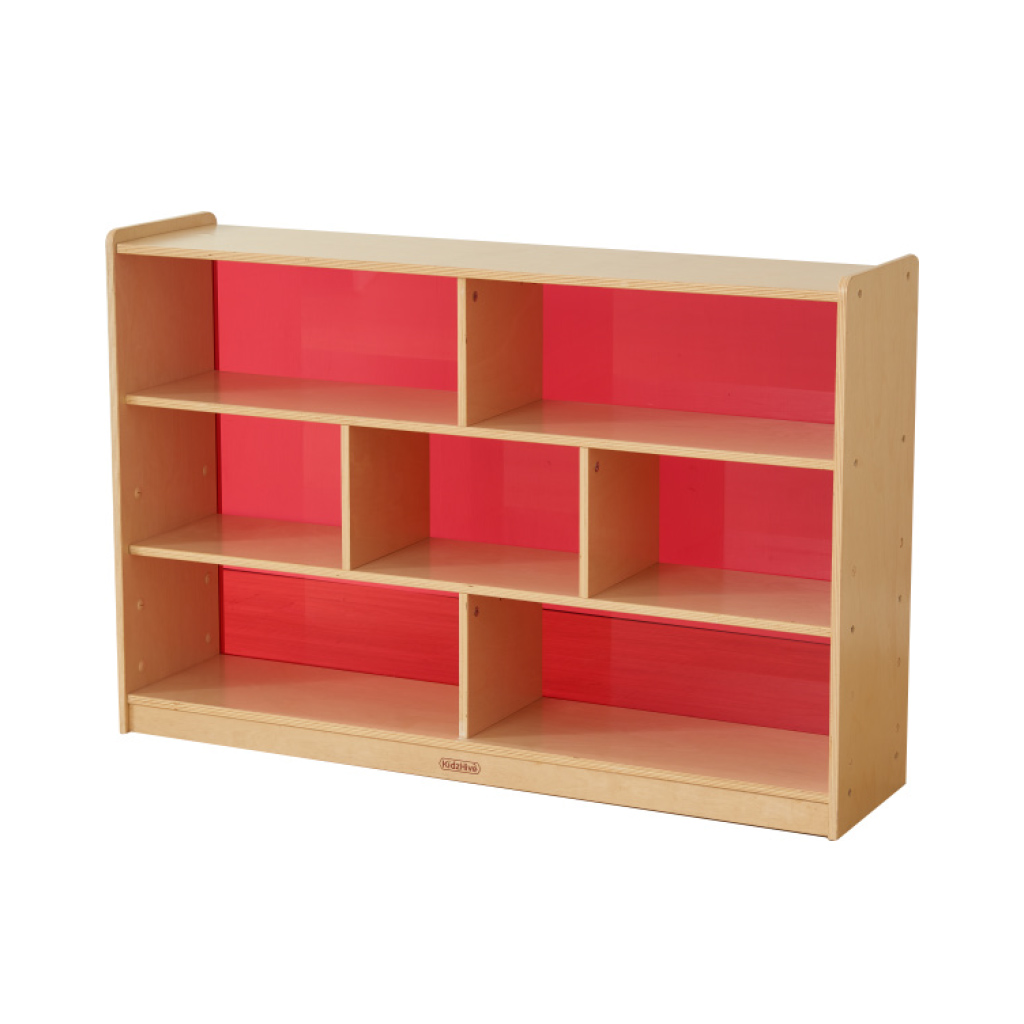 800H x 1200L 彩色透視耐刮背板七格櫃-紅色_800H x 1200L 7 Compartment Shelving Unit - Translucent Red Back_ME12326