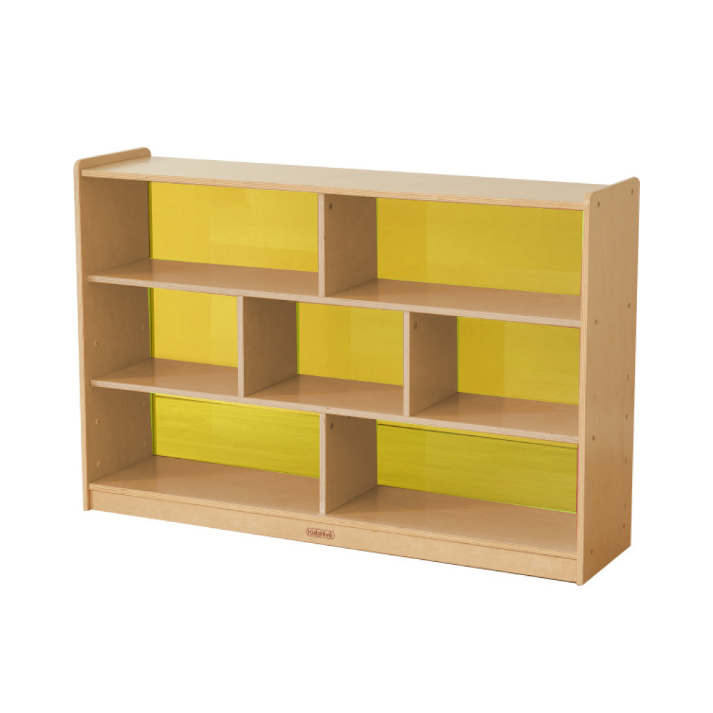 800H x 1200L 彩色透視耐刮背板七格櫃-黃色_800H x 1200L 7 Compartment Shelving Unit - Translucent Yellow Back_ME12340