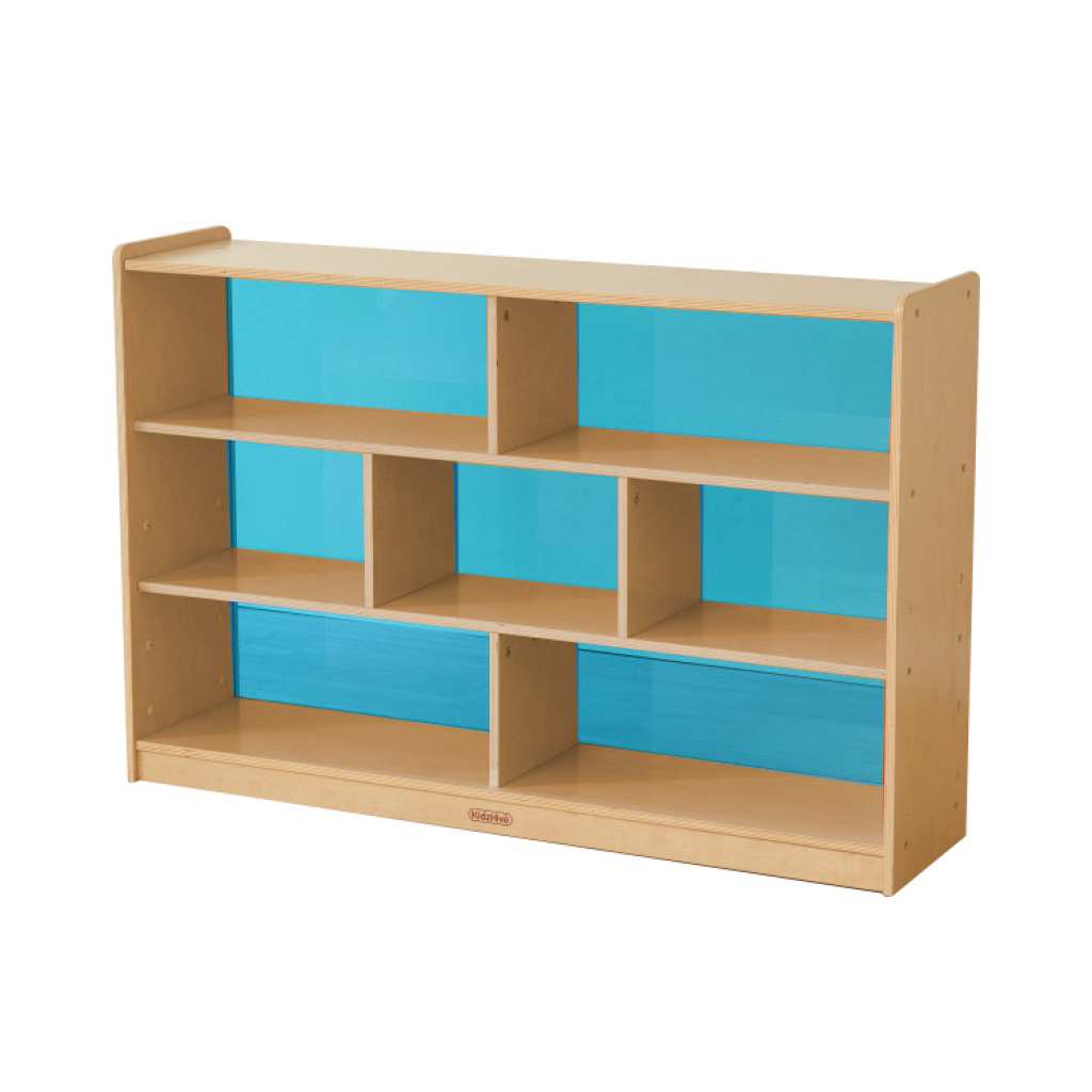 800H x 1200L 彩色透視耐刮背板七格櫃-藍色_800H x 1200L 7 Compartment Shelving Unit - Translucent Blue Back_ME12364